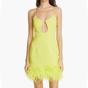 Rebecca Vallance NWT Yellow Feather Cut Out Mini Dress